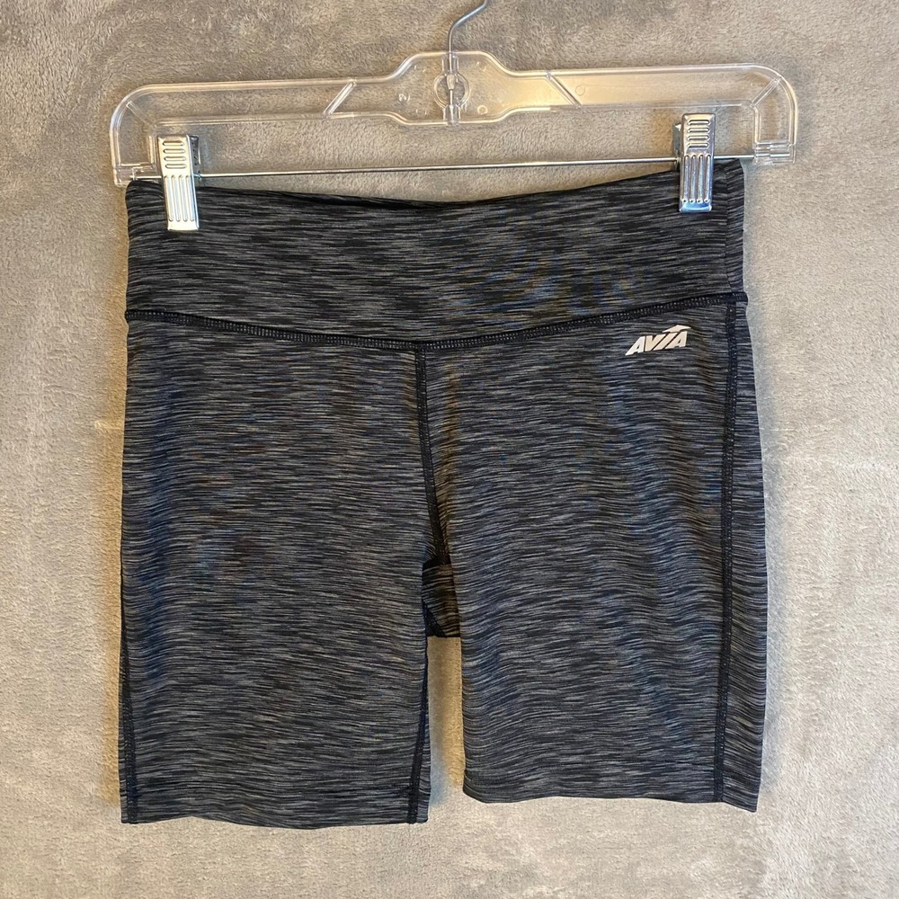 Avia Bike Shorts Womens XS Space Dye Gray Black Athletic EUC